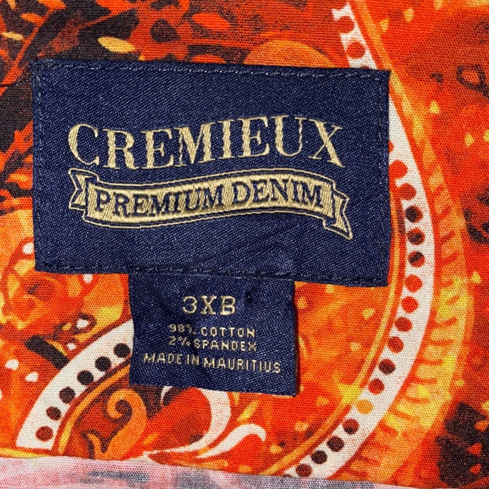 Cremieux Premium Denim Mens Orange Paisley Short Sleeve Button Down Shirt 3XB - Picture 3 of 4